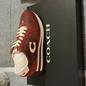 Women's Coach Burgundy and Cream Suede Sneakers